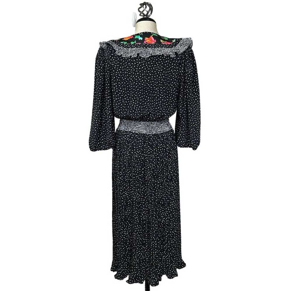 Vtg Susan Freis Dress Sz L Midi Flowy Boho Ruffle… - image 4