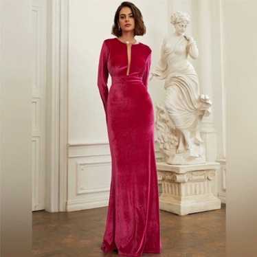 Missord Velvet Long sleeve Elegant Evening Gown