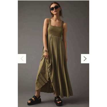 Anthropologie x Mare Mare Pleated Dark Green Maxi… - image 1