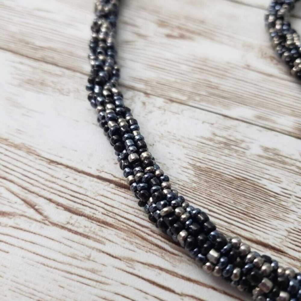 Vintage Necklace - Long Beaded Metallic - Can Be … - image 3