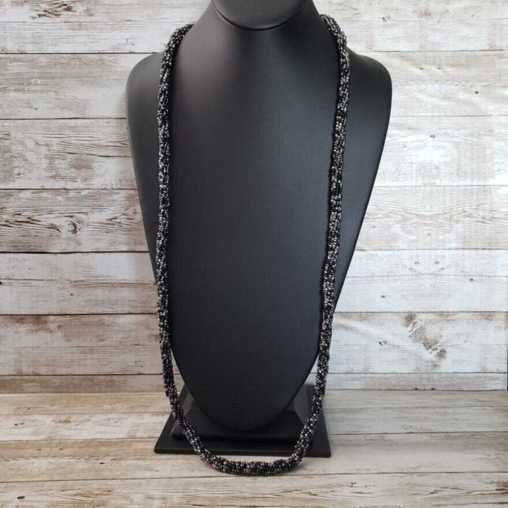 Vintage Necklace - Long Beaded Metallic - Can Be … - image 4