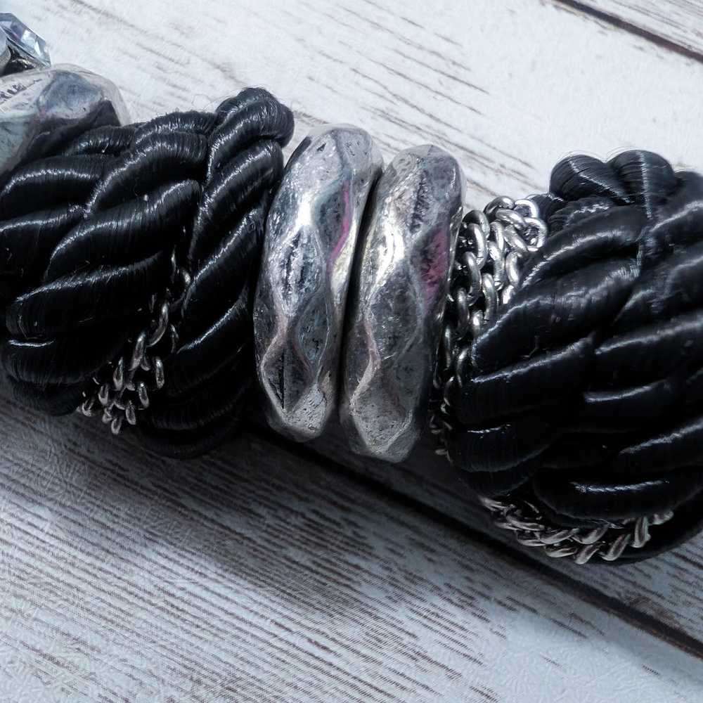 Vintage Necklace Very Chunky Black & Silver Tone - image 4