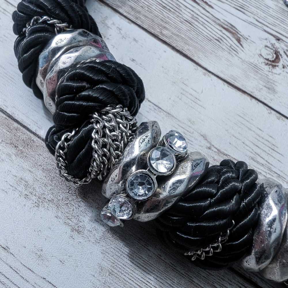 Vintage Necklace Very Chunky Black & Silver Tone - image 5