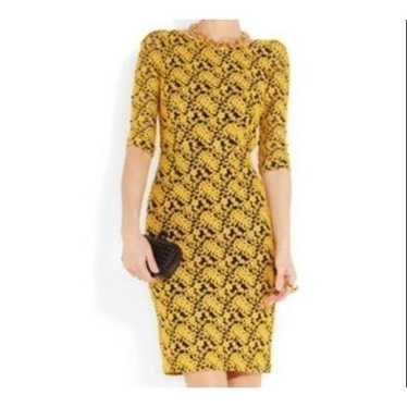 Alice+Olivia yellow lace cut out back dress - image 1