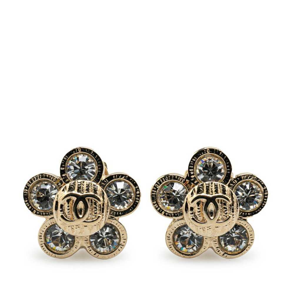 Chanel Chanel Coco Mark Flower Motif Earrings Gol… - image 1