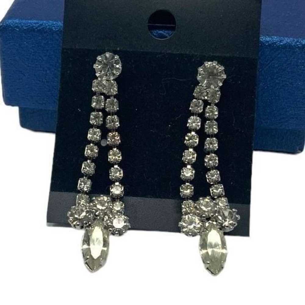 Vintage Clear Stone Chandelier Dangle Earrings Pi… - image 1