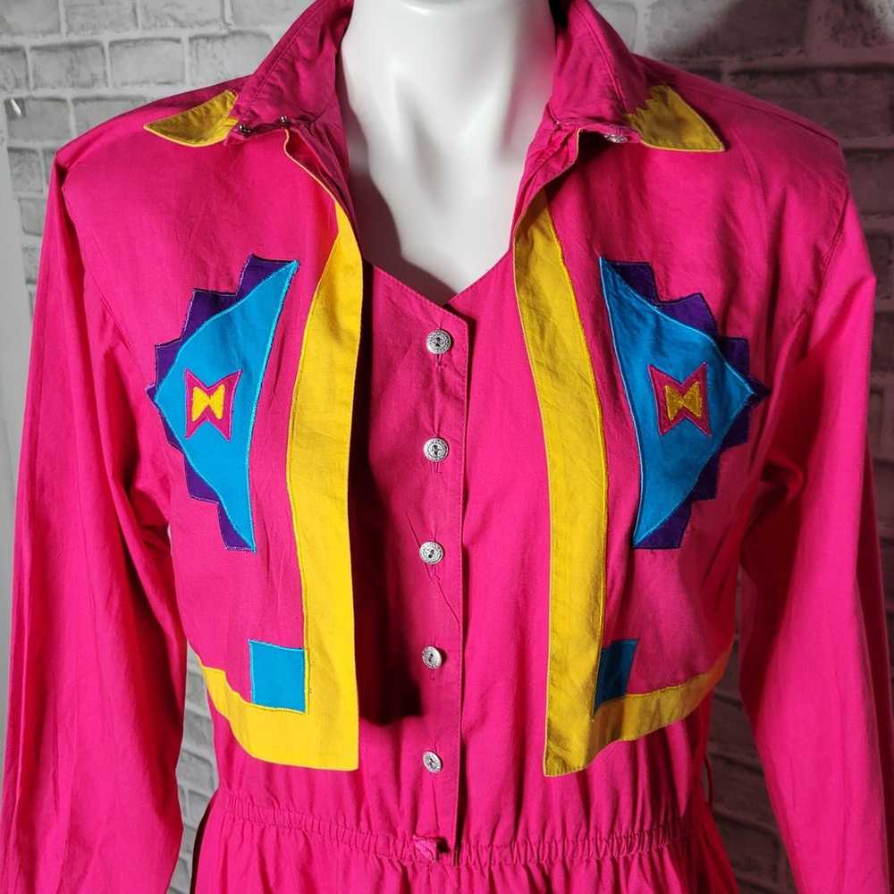 VTG Pink Southwest Maxi Western Dress with Attach… - image 6