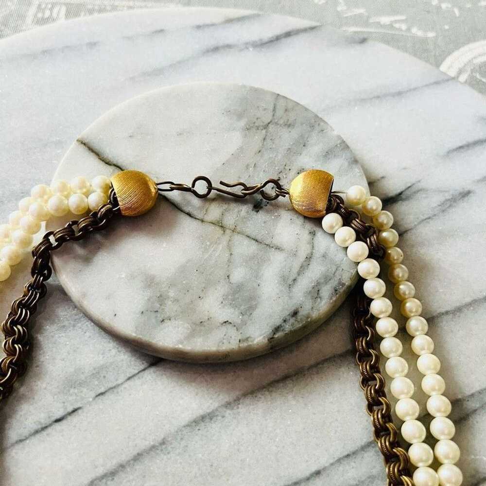 Vintage Vintage Pearl and Chain Layered Necklace … - image 3