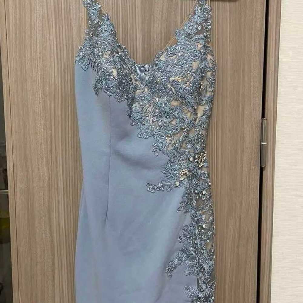 IRMA Light Blue Embroidered Tight Dress - image 1