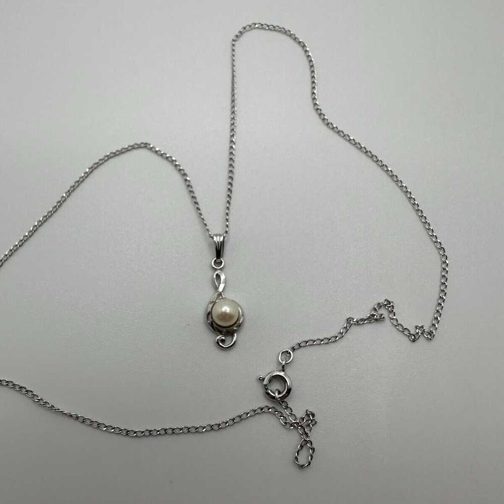 Vintage Sterling Silver Treble Clef Pearl Music N… - image 1