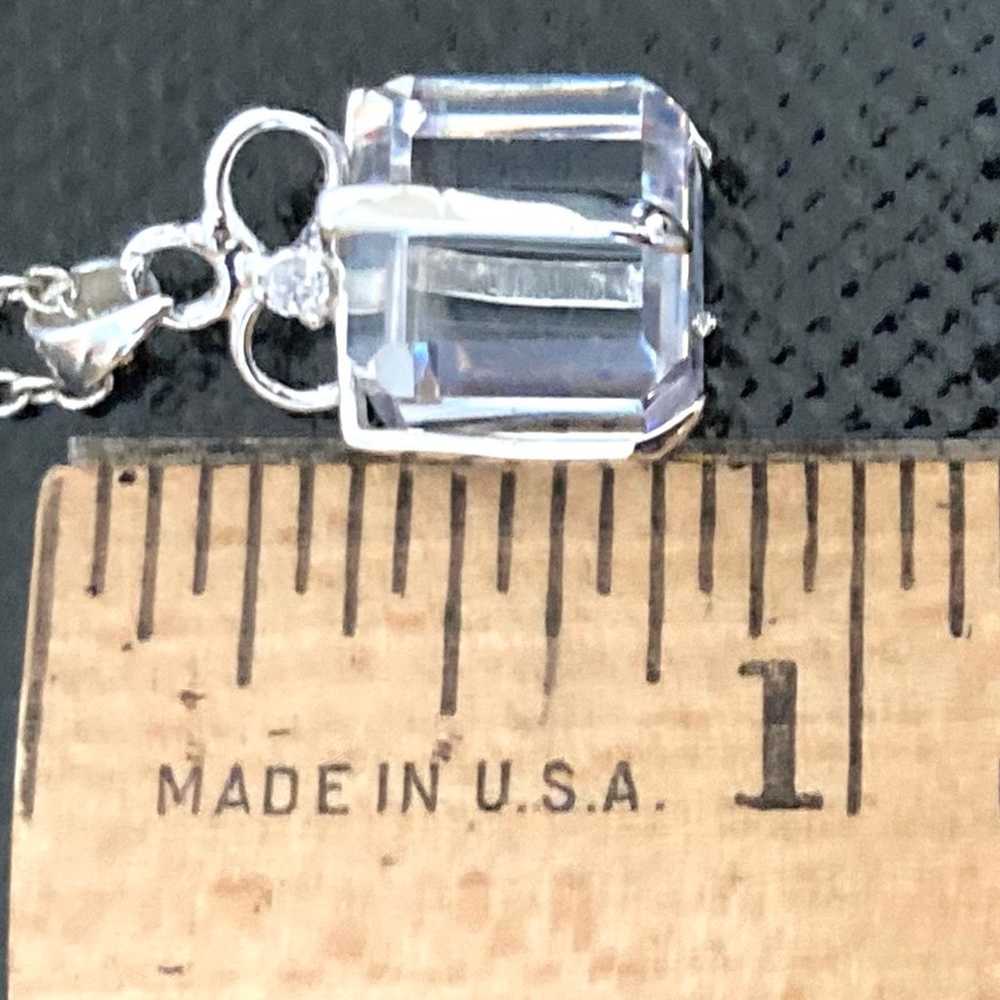 Vintage Sterling Silver Crystal Pendant Necklace … - image 10