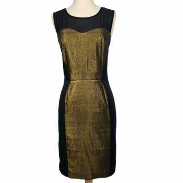 REISS Black & Gold Metallic Celina Paneled Dress - image 1