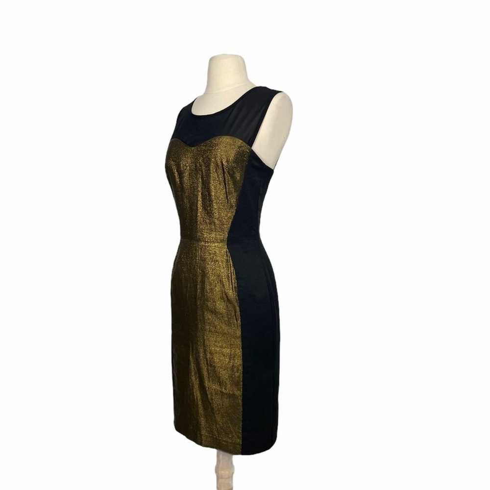 REISS Black & Gold Metallic Celina Paneled Dress - image 2