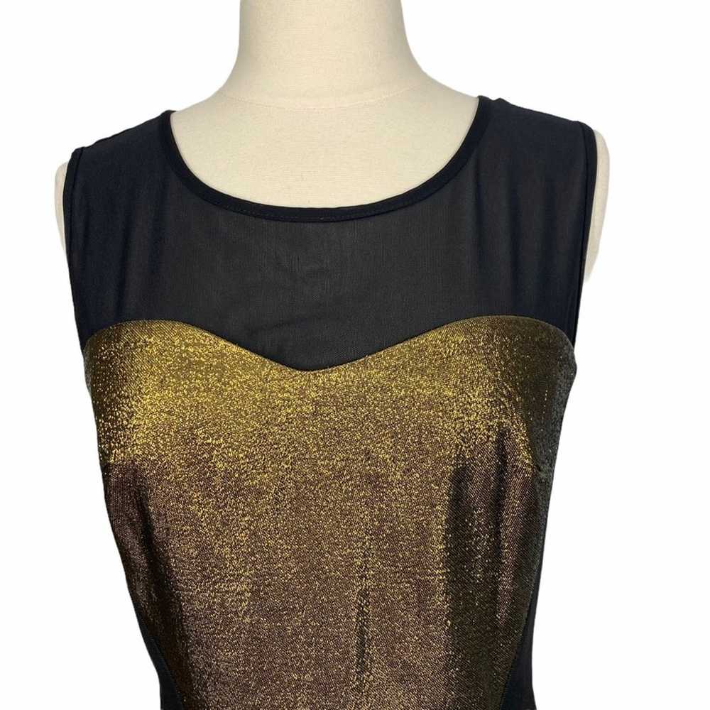 REISS Black & Gold Metallic Celina Paneled Dress - image 4