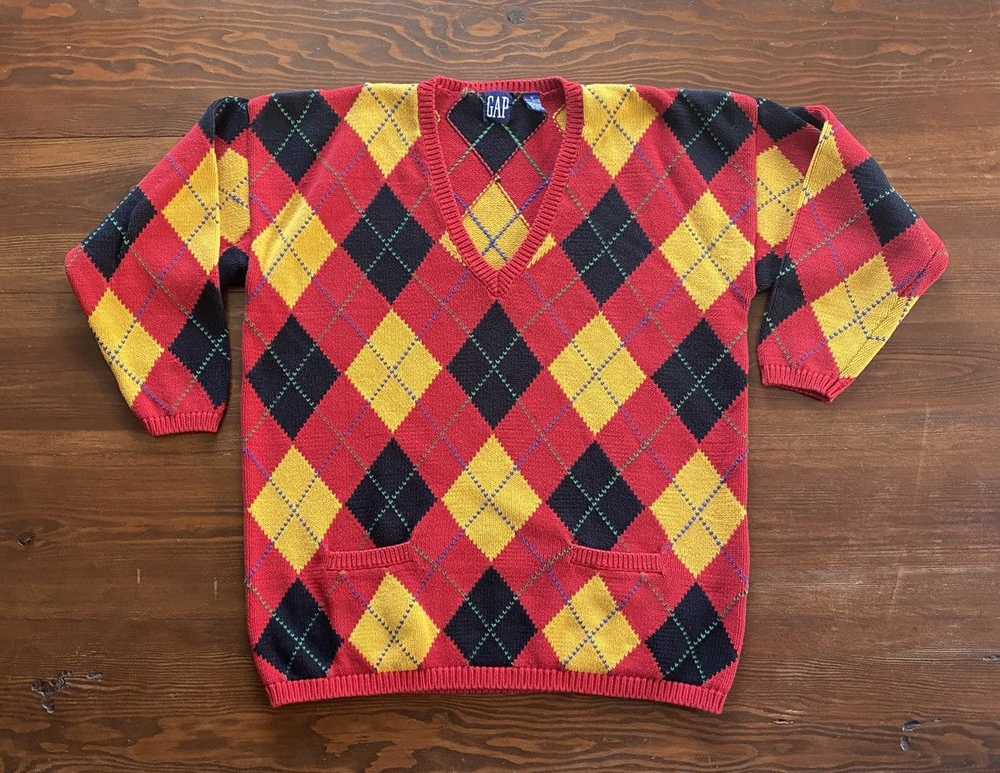 Gap × Vintage Vintage 90’s Gap Women’s Argyle Ove… - image 2