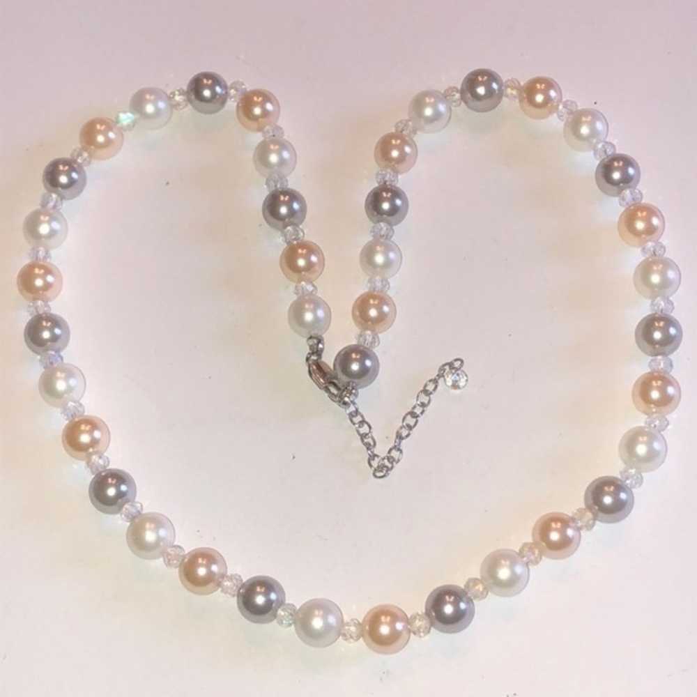 Faux Pearl Pale Pink Gray & White Glass/Resin Bea… - image 1