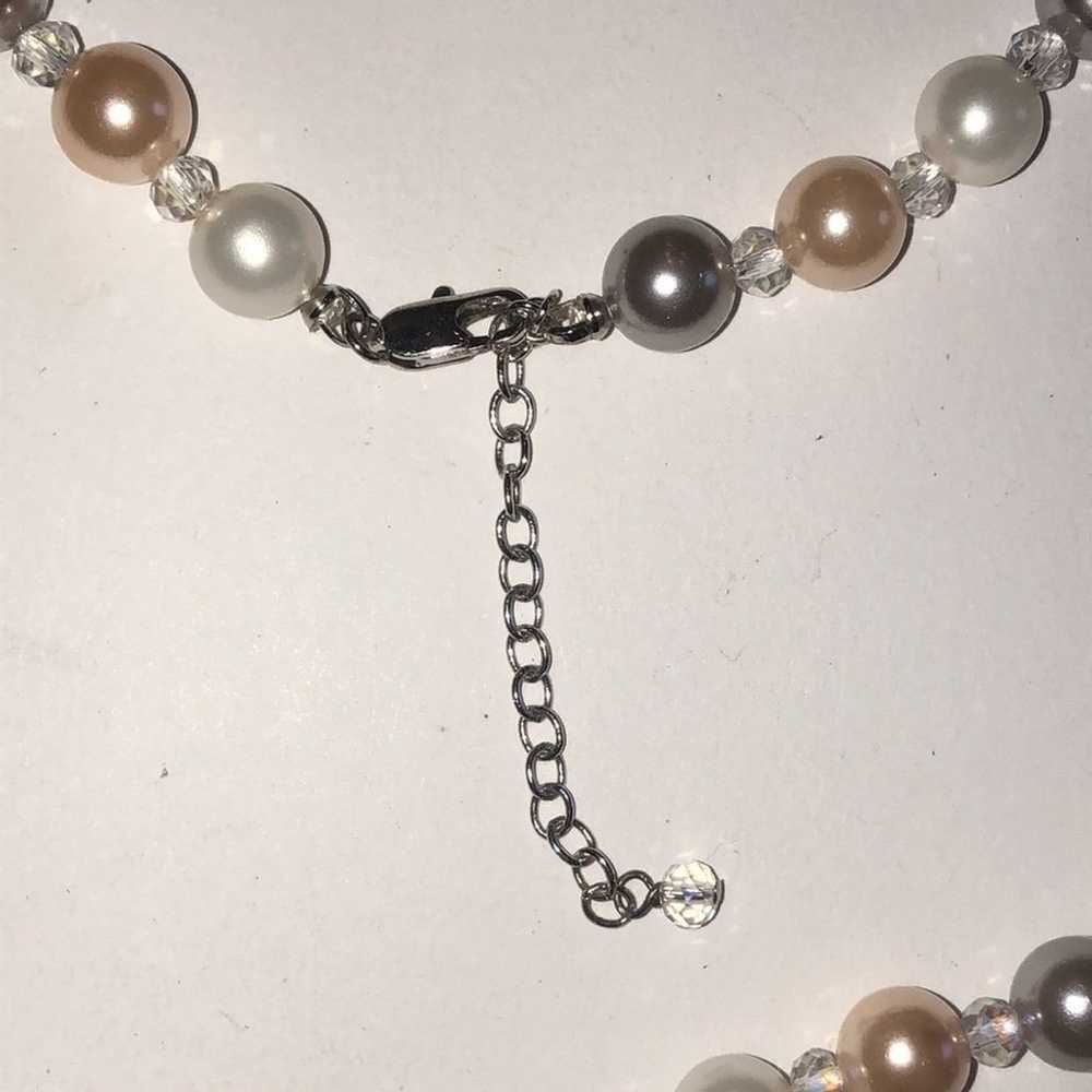 Faux Pearl Pale Pink Gray & White Glass/Resin Bea… - image 5