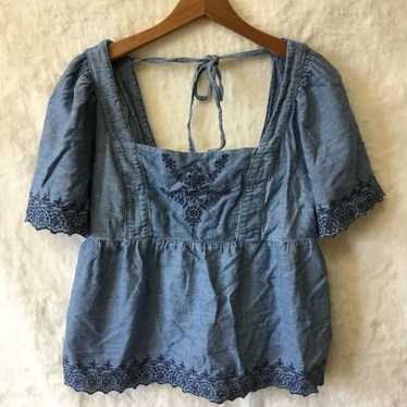 Old Navy Old Navy Chambray Flutter-Sleeve Embroide