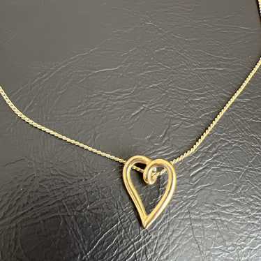 Trifari Heart Pendant Necklace Gold Tone Vintage … - image 1