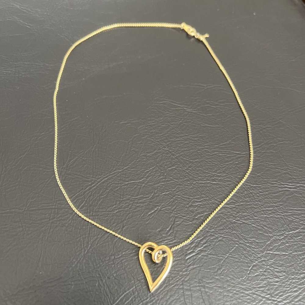 Trifari Heart Pendant Necklace Gold Tone Vintage … - image 3