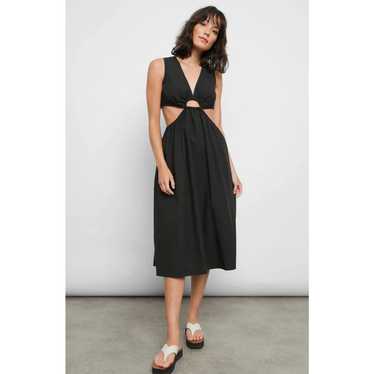 Rails Rizo Black Side Cutouts Poplin Cotton Midi … - image 1