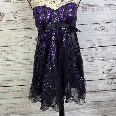 Jovani sequined purple sleeveless size 6 tulle mi… - image 1