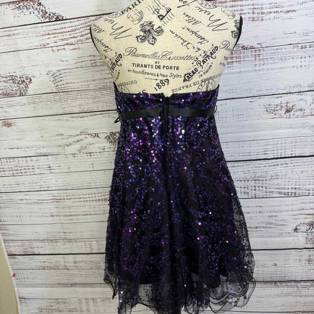 Jovani sequined purple sleeveless size 6 tulle mi… - image 3