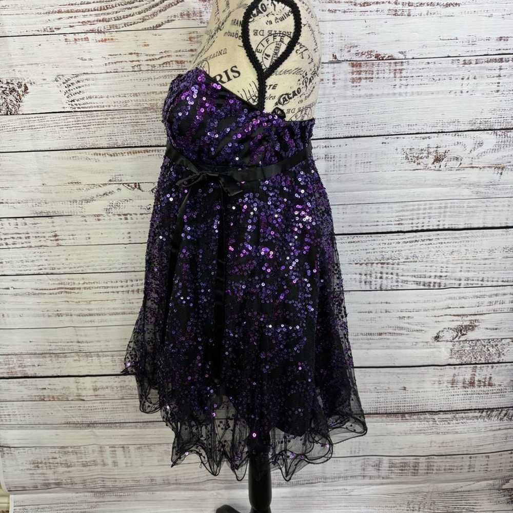 Jovani sequined purple sleeveless size 6 tulle mi… - image 4