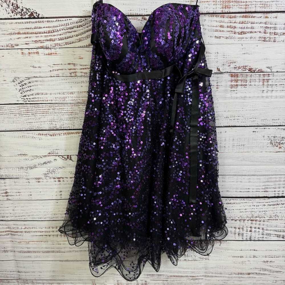 Jovani sequined purple sleeveless size 6 tulle mi… - image 7