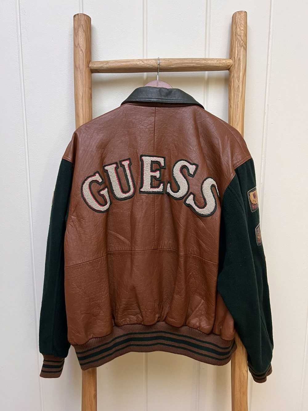 Guess VINTAGE GUESS LEATHER VARSITY JACKET - image 2