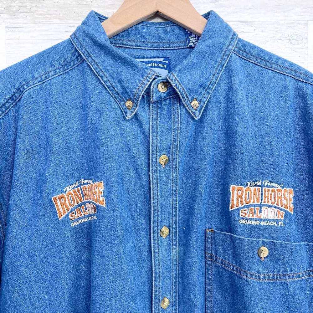 All Sport Iron Horse Saloon Vintage 90s Denim Shi… - image 2