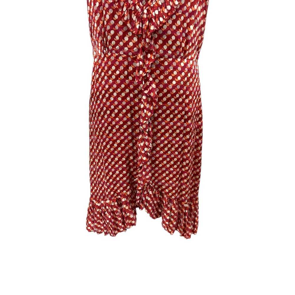 Tory Burch Janetta Silk Ruffle Dress Red Orange P… - image 4