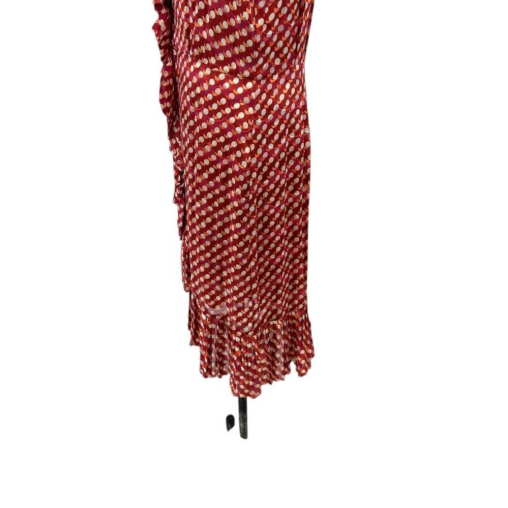 Tory Burch Janetta Silk Ruffle Dress Red Orange P… - image 9