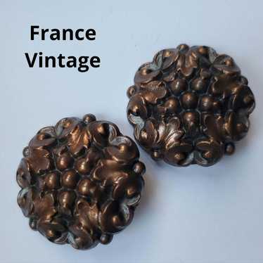 France Vintage Vintage Bronze Art Nouveau Earrings - image 1