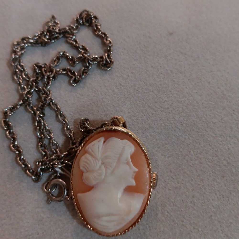 Vintage Goldtone cameo watch necklace - image 2