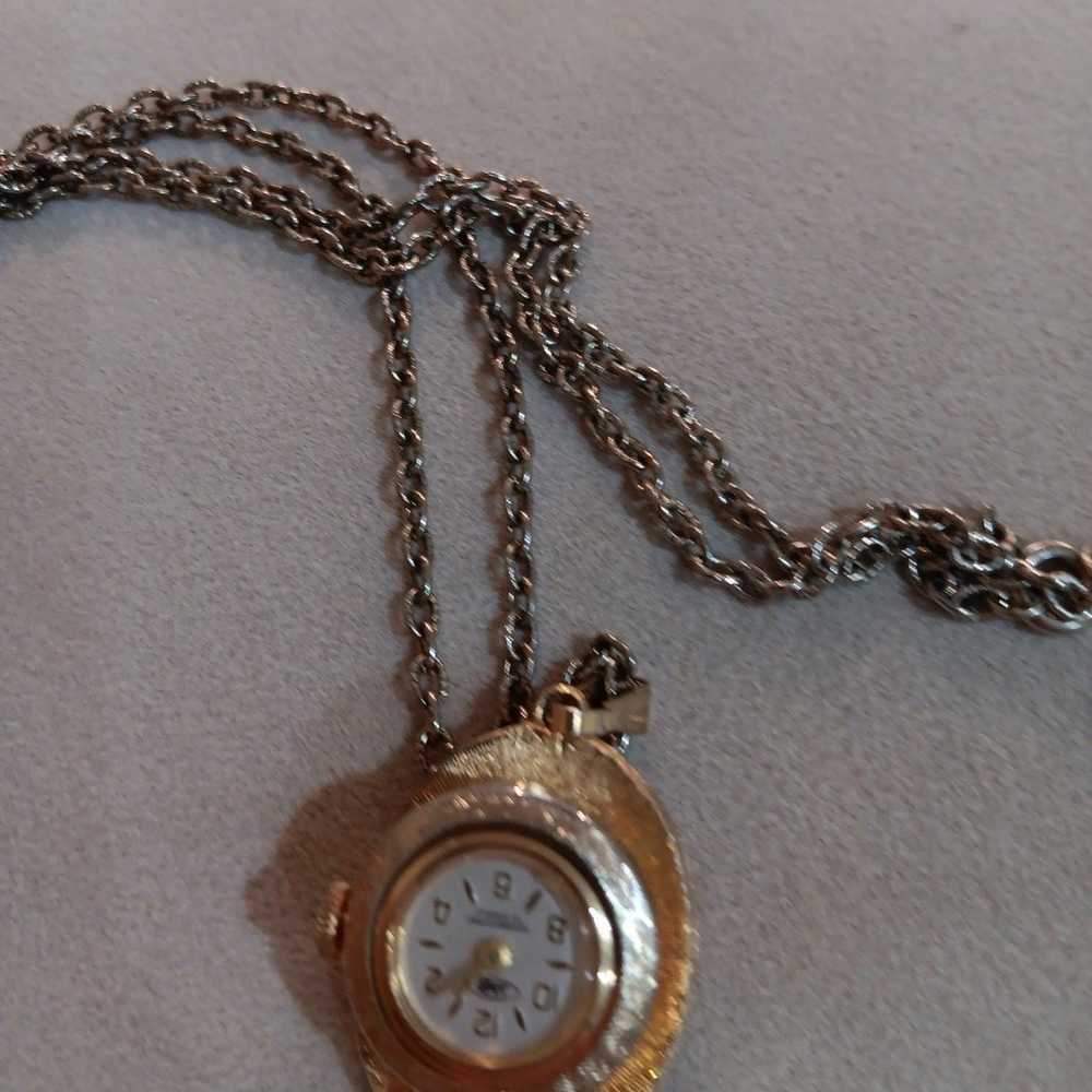 Vintage Goldtone cameo watch necklace - image 7