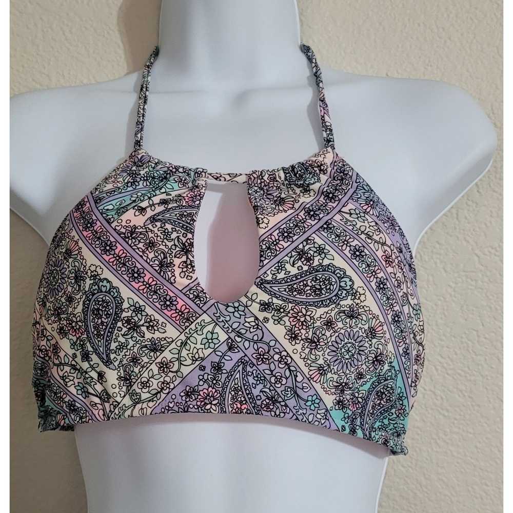 Other Pink Purple Blue Paisley Halter Bikini Top … - image 1