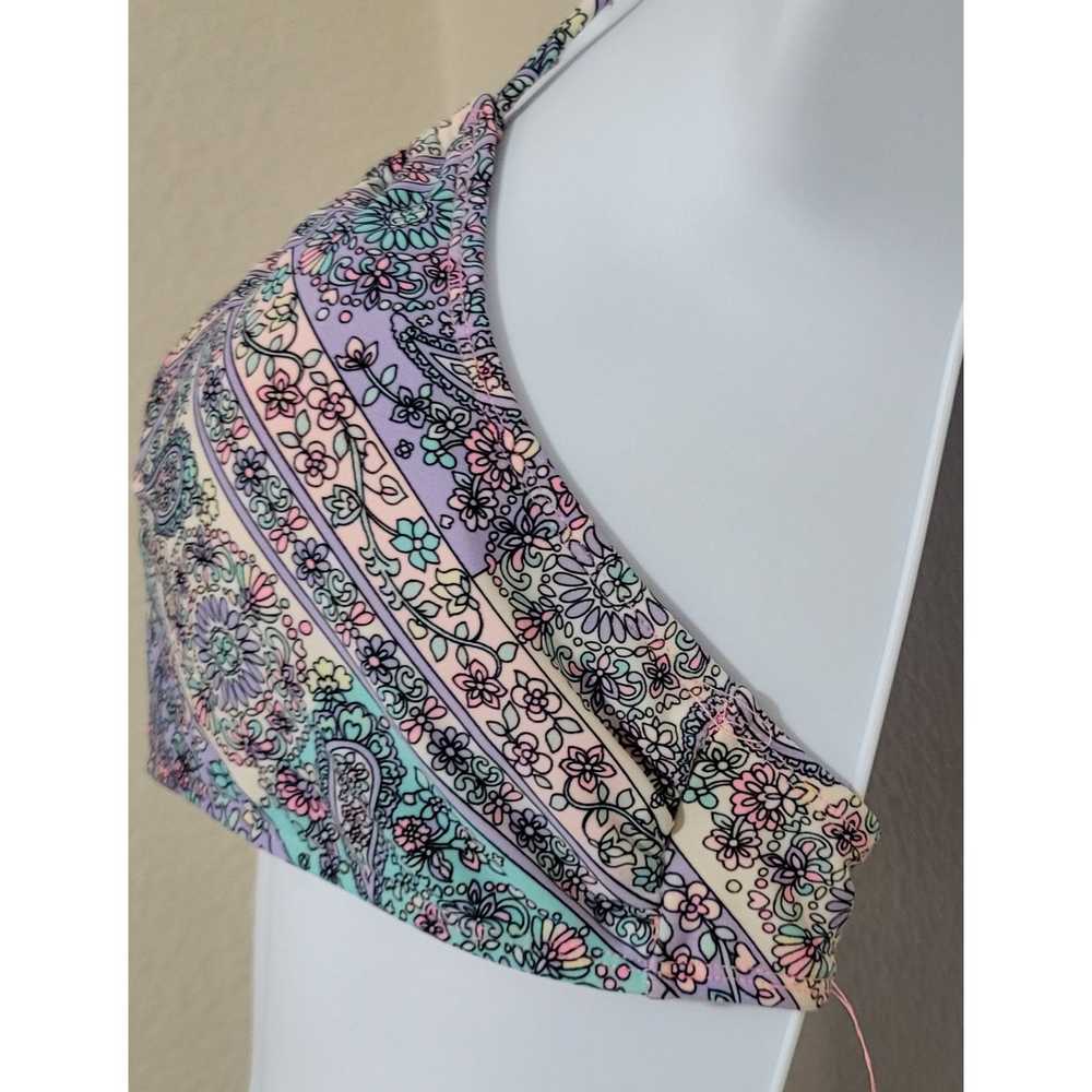 Other Pink Purple Blue Paisley Halter Bikini Top … - image 2