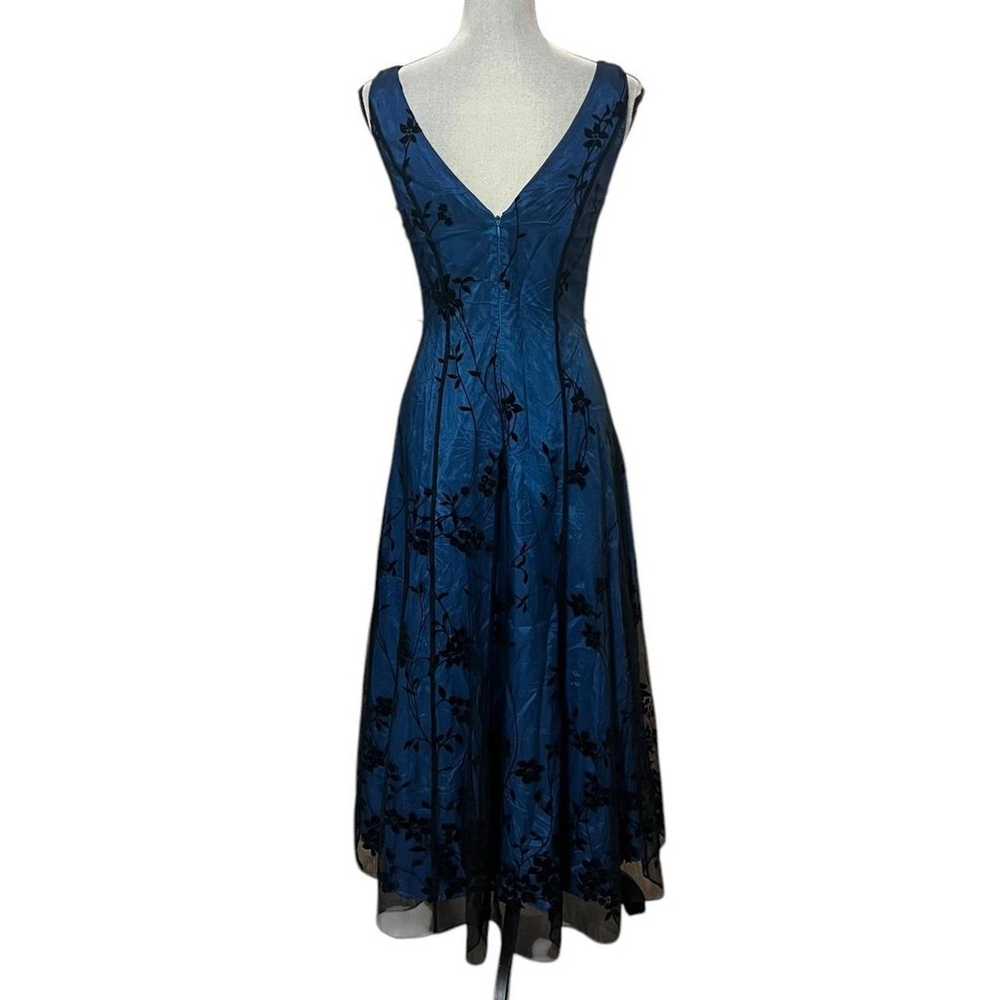 VTG 90s Adrianna Papell Deep Blue & Black Floral … - image 5