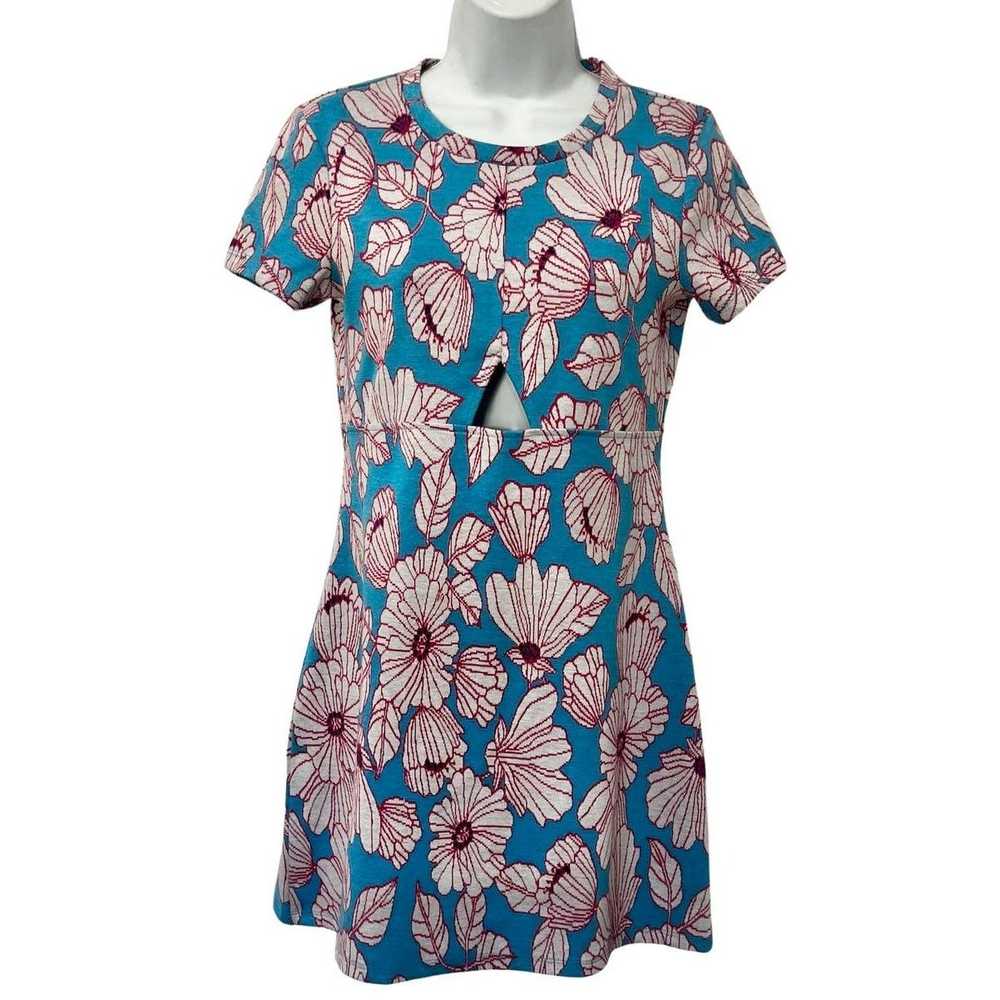 Zara Zara Blue Pink White Cut Out Jacquard Floral… - image 2