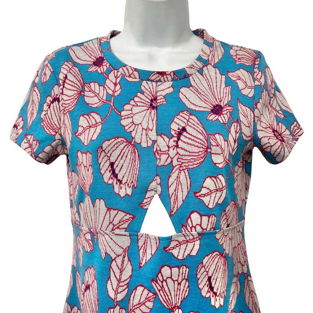 Zara Zara Blue Pink White Cut Out Jacquard Floral… - image 4