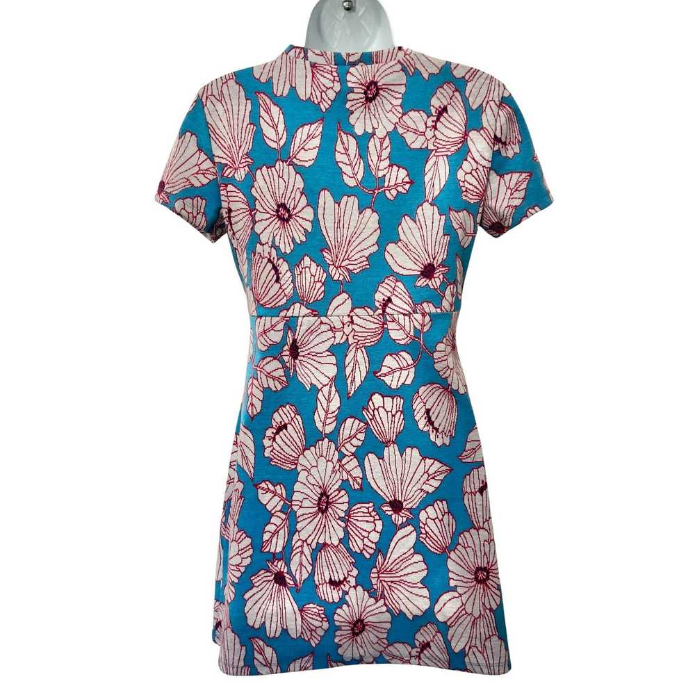 Zara Zara Blue Pink White Cut Out Jacquard Floral… - image 5