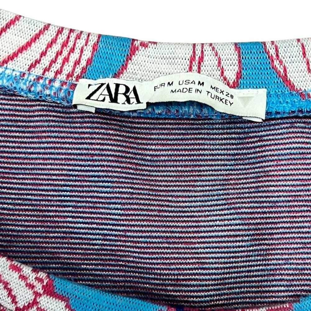 Zara Zara Blue Pink White Cut Out Jacquard Floral… - image 7