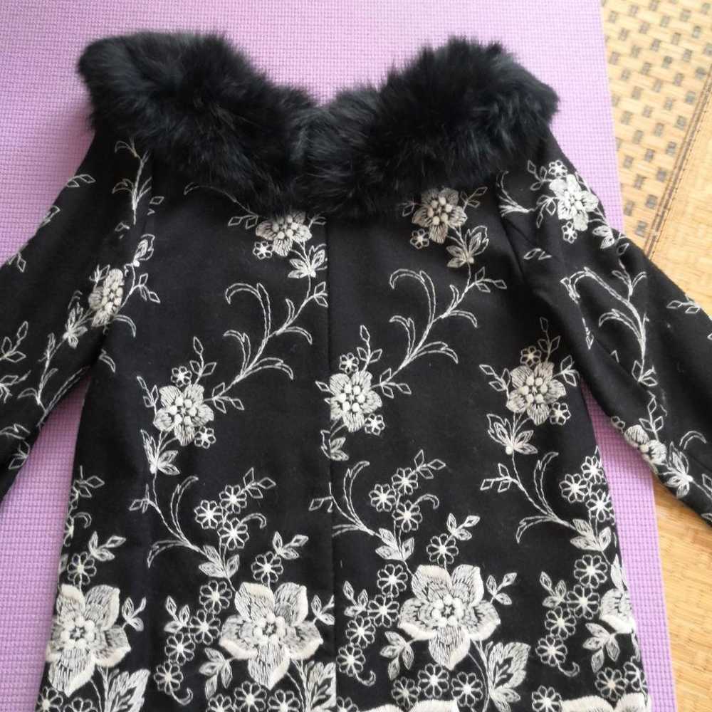 Floral Embroidered Dress with Fur Trim - image 7