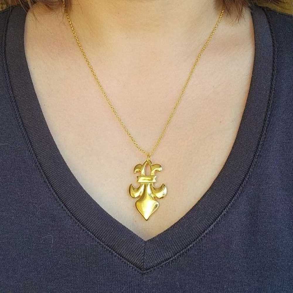 Vintage Gold Fleur de Lis Necklace - image 5