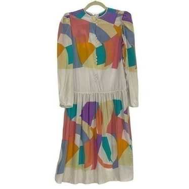 Mary McFadden 1980s Vintage Silk Geometric Print … - image 1