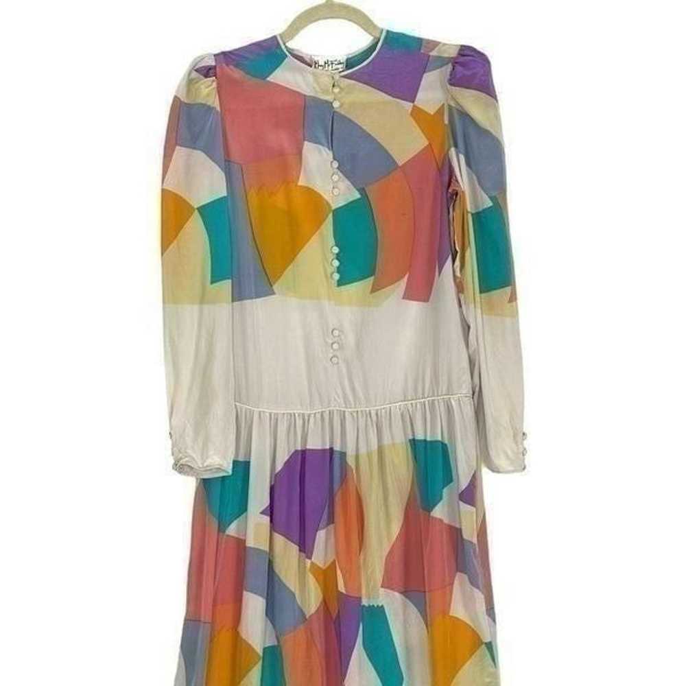 Mary McFadden 1980s Vintage Silk Geometric Print … - image 3