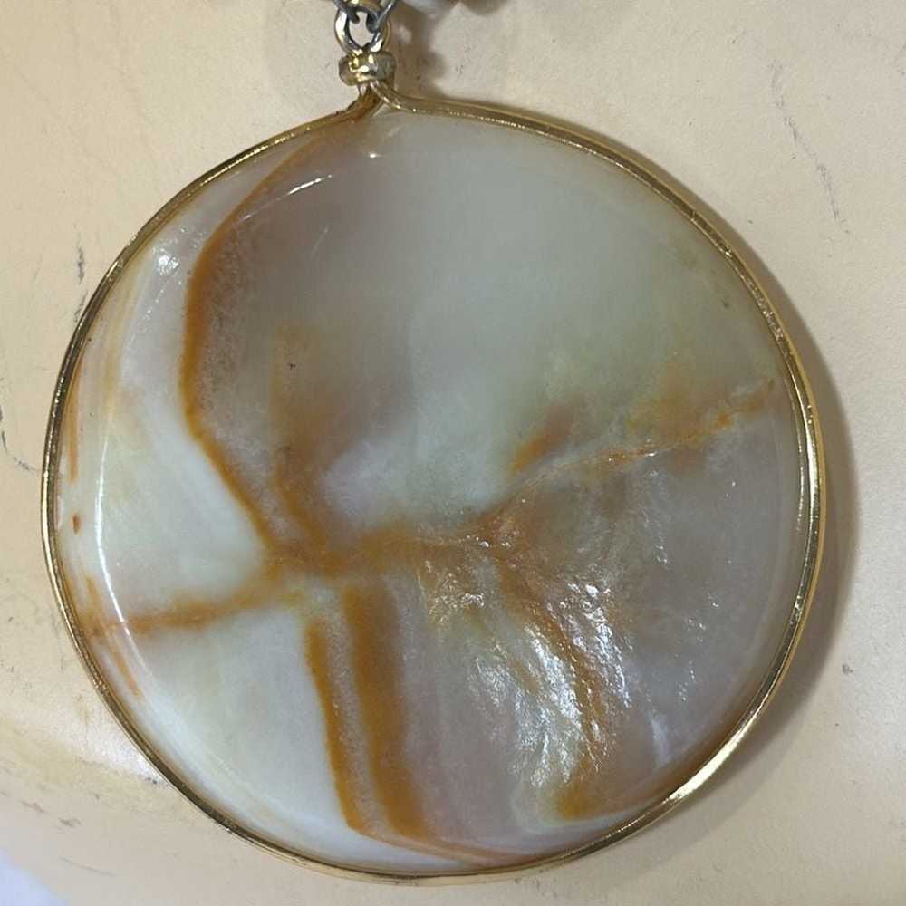 TAUPE BROWN AGATE STONE VINTAGE NECKLACE - image 3