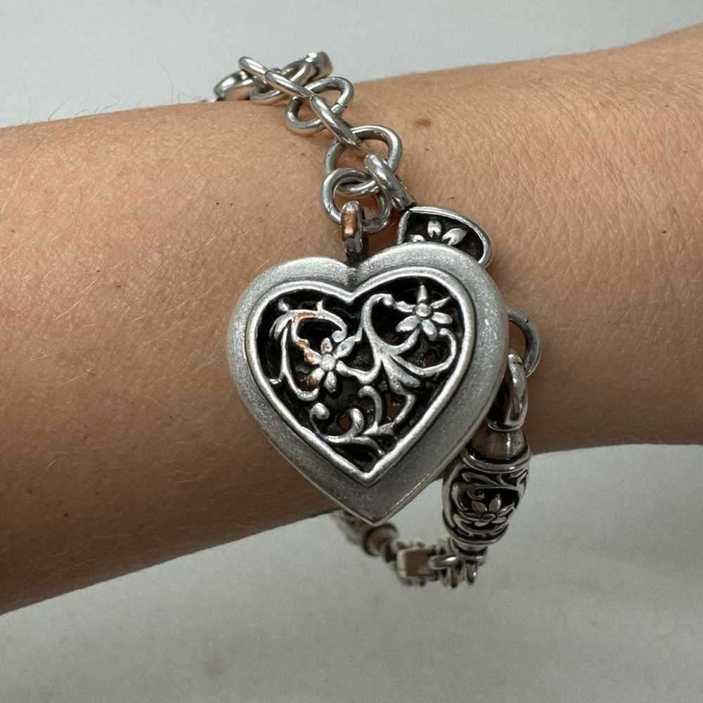 Brighton Vintage Oak Brook Heart Charm Bracelet W… - image 1