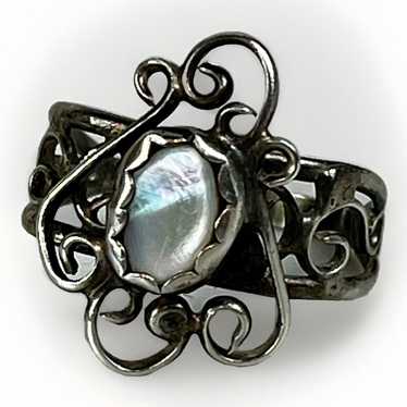 Vintage Sterling Silver Filigree 925 w/ Moonstone… - image 1